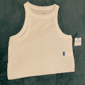 Arizona White Cropped Rib Knit Top